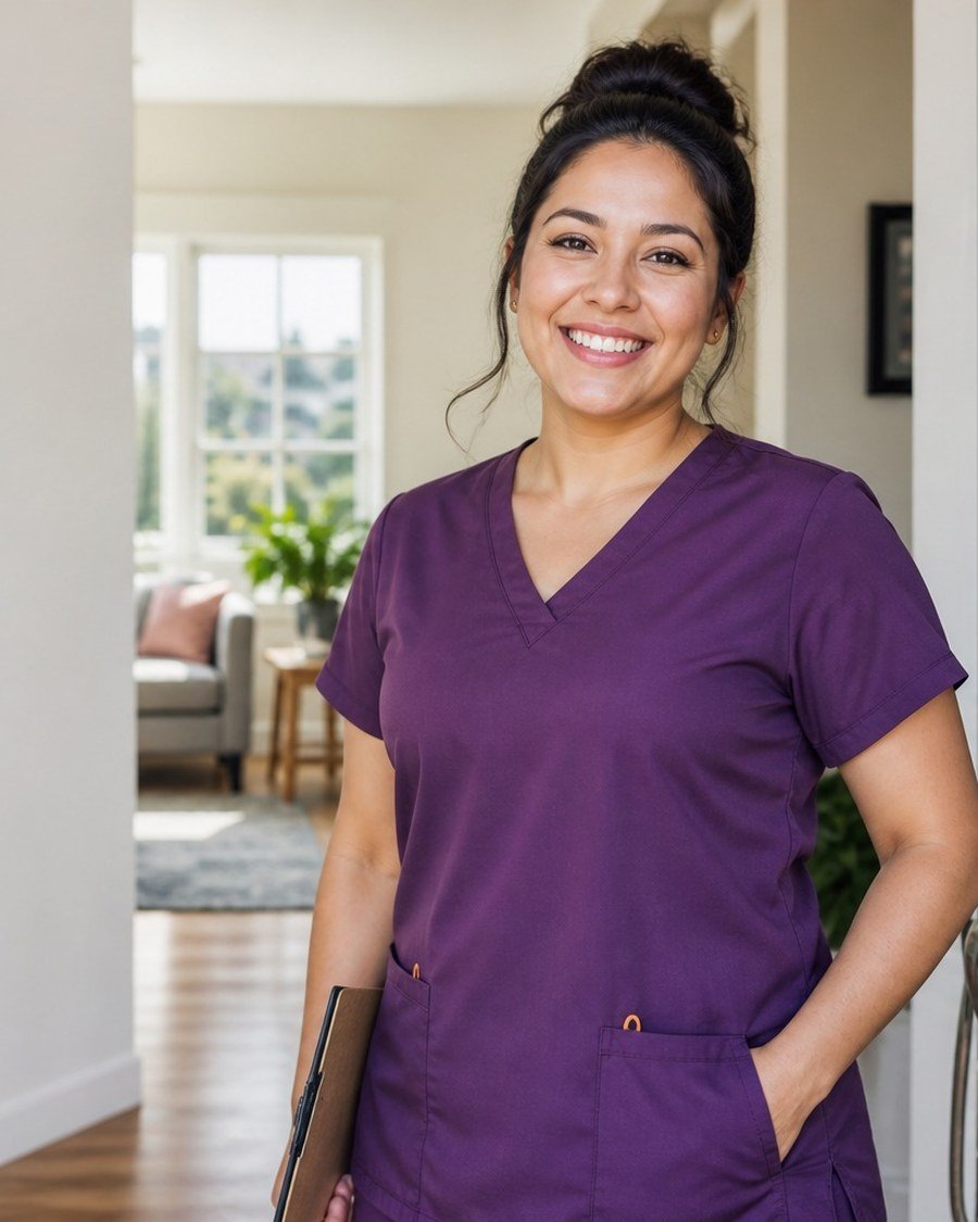 A smiling Cruz Home Care caregiver, ready to welcome a new client