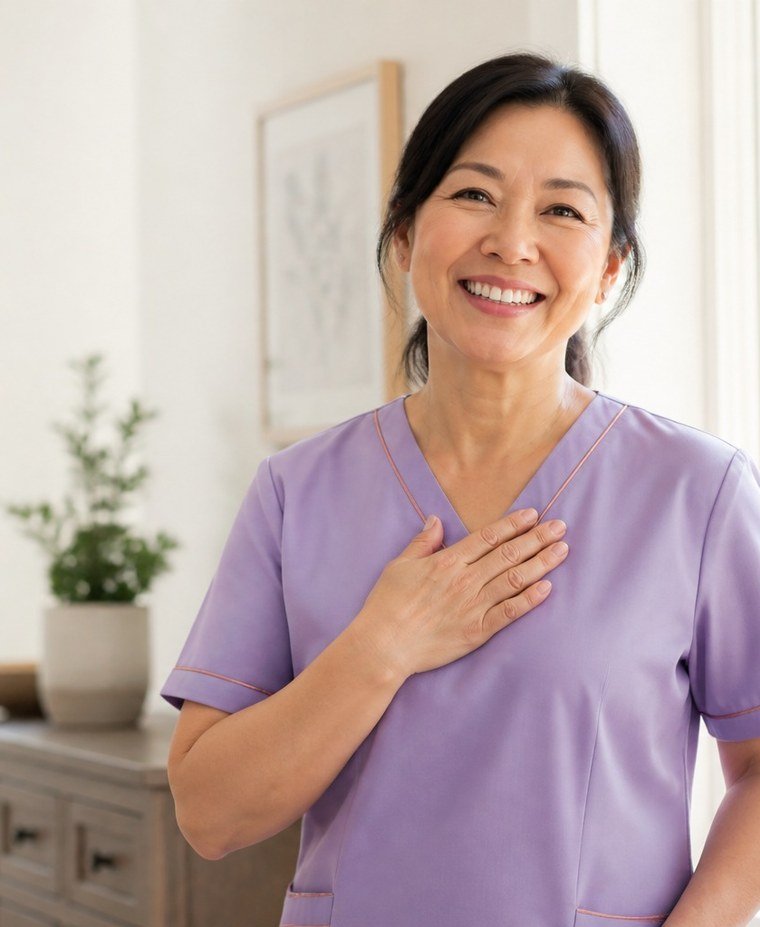 A smiling Cruz Home Care caregiver